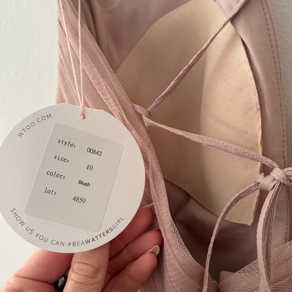 NWT Watters WTOO Lexie - Solid Blush Tulle Gown Lace Up Adjustable Straps - Picture 11 of 14